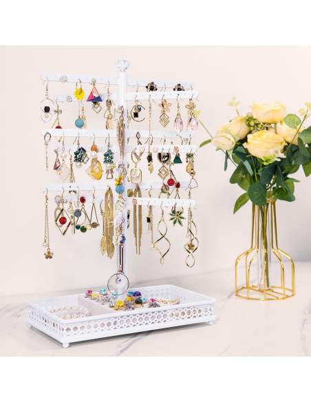 Soporte Organizador de Pendientes Meangood Blanco Rotatorio Soporte Organizador de Pendientes Meangood Blanco Rotatorio