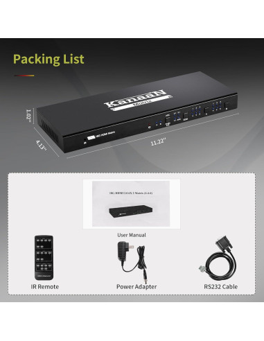 Conmutador HDMI 4K 6x2 KanaaN - 6 Entradas, 2 Salidas
