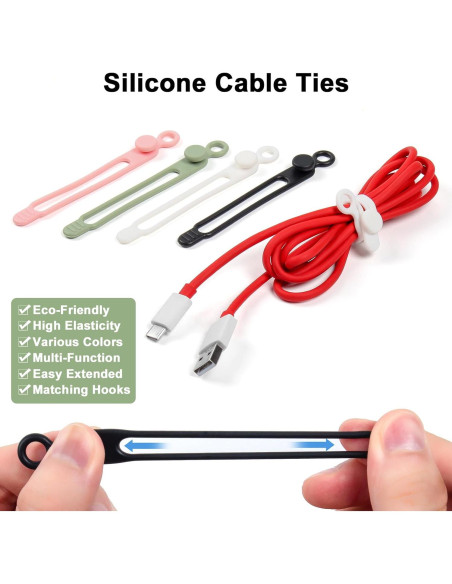 Bridas de Silicona OneLeaf 48Pcs para Organizar Cables Bridas de Silicona OneLeaf 48Pcs para Organizar Cables