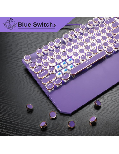Teclado Mecánico Camiysn Retro Morado 104 Teclas USB