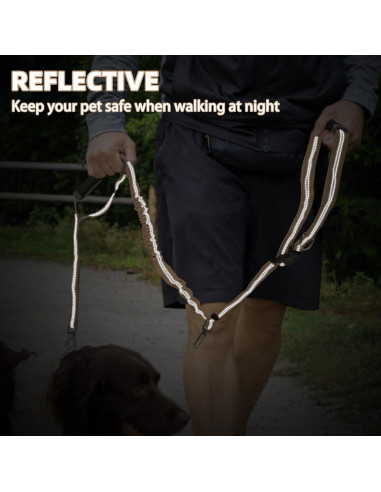 Correa Bungee para Perro PUPTECK con Doble Mango y Reflectante