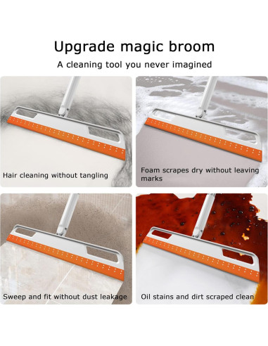 Escoba Mágica Euedue 142 cm Silicona para Suelos Naranja