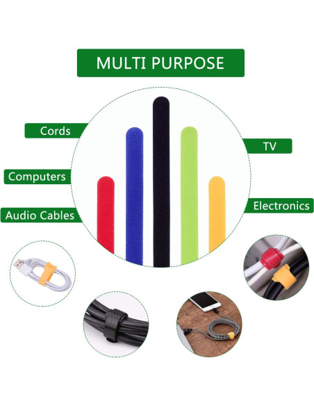 Correas de Cable OneLeaf 60 Pcs Multiusos Ajustables Correas de Cable OneLeaf 60 Pcs Multiusos Ajustables