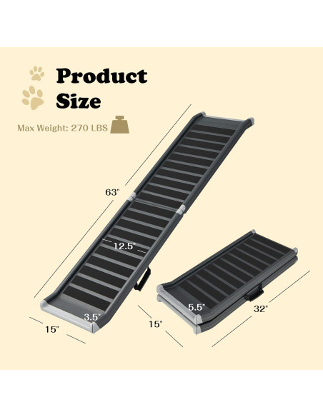Rampa Plegable para Perros Giantex 160 cm Antideslizante Negra Rampa Plegable para Perros Giantex 160 cm Antideslizante Negra