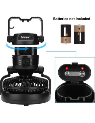 Linterna LED Odoland con Ventilador Plegable para Camping