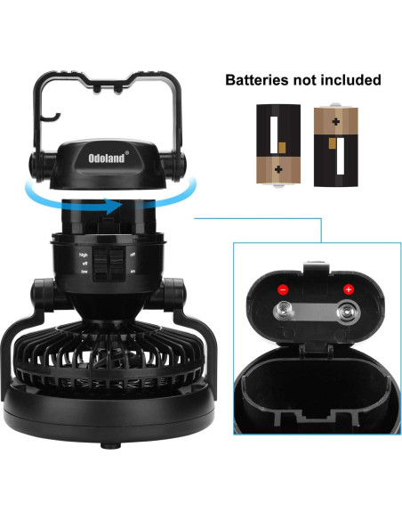 Linterna LED Odoland con Ventilador Plegable para Camping Linterna LED Odoland con Ventilador Plegable para Camping