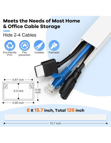 Kit de ocultación de cables ZhiYo 8 piezas 40cm blanco