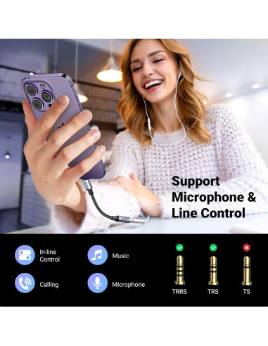 Adaptador UGREEN Lightning a 3.5mm para iPhone Gris