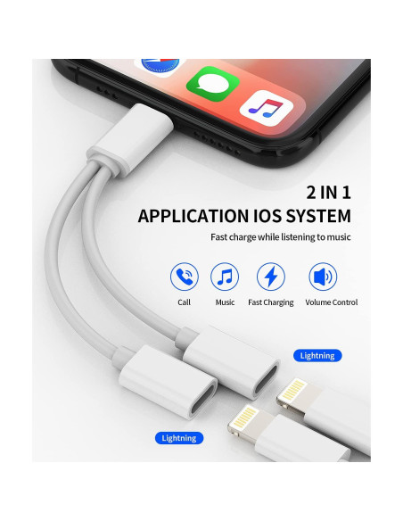 Adaptador Lightning Doble a Jack y Carga Zoyuzan 2 en 1 Adaptador Lightning Doble a Jack y Carga Zoyuzan 2 en 1