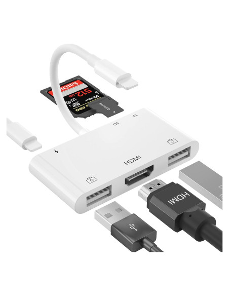 Adaptador Lightning a HDMI 6 en 1 FEINODI para iPhone Adaptador Lightning a HDMI 6 en 1 FEINODI para iPhone