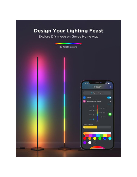 Lámpara de Pie LED Govee RGBIC 2-Pack Control por Voz Lámpara de Pie LED Govee RGBIC 2-Pack Control por Voz