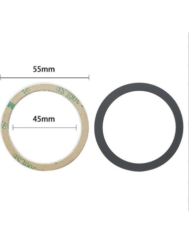 TENOC Anillo Metal Universal para Cargador Magnético 3Pcs Negro