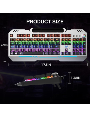 Teclado Mecánico AULA T102M RGB Intercambiable USB