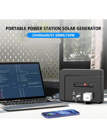 Estación de Energía Portátil Powkey 100W + Panel Solar 30W Estación de Energía Portátil Powkey 100W + Panel Solar 30W