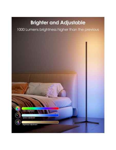 Lámpara de Pie LED RGB CCACC 165 cm Control Remoto APP Lámpara de Pie LED RGB CCACC 165 cm Control Remoto APP