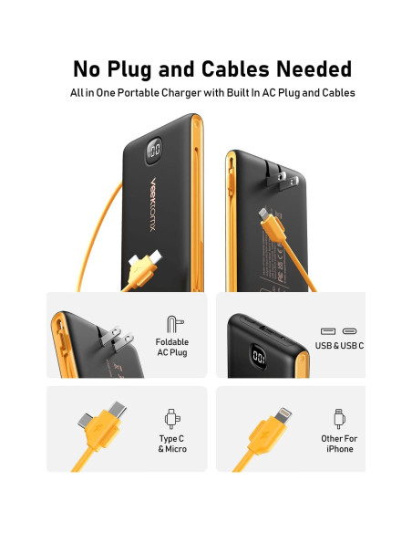 Cargador Portátil VEEKTOMX 10000mAh USB-C y Enchufe Pared Cargador Portátil VEEKTOMX 10000mAh USB-C y Enchufe Pared