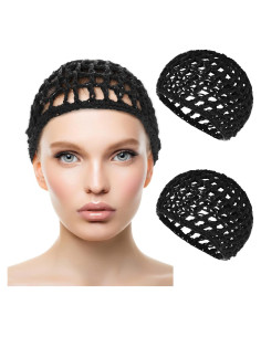 2 Pcs Red de Cabello Snoods Negro para Dormir y Ducha