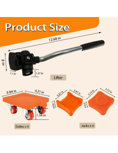 Juego de Mover Muebles Loyala 9 Piezas Naranja 308 kg 2