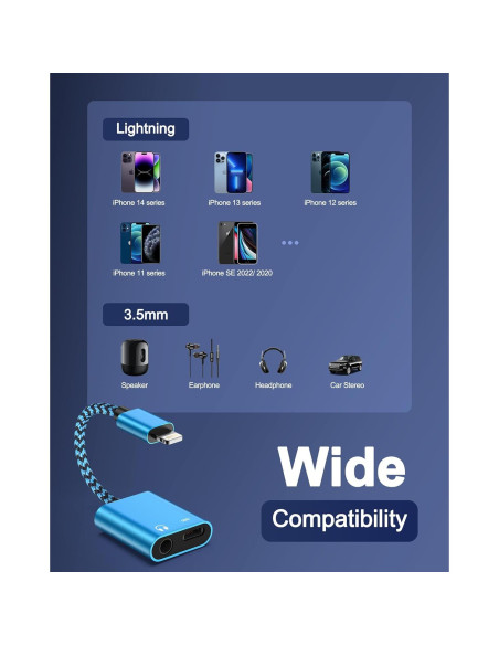 Adaptador 2-en-1 Lightning a 3.5mm + Carga para iPhone Adaptador 2-en-1 Lightning a 3.5mm + Carga para iPhone