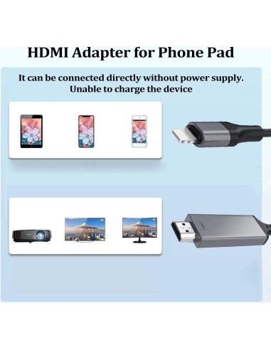Adaptador HDMI Lightning a HDMI FORETOO 2M 1080p iOS 11