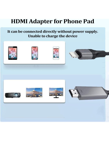 Adaptador HDMI Lightning a HDMI FORETOO 2M 1080p iOS 11 Adaptador HDMI Lightning a HDMI FORETOO 2M 1080p iOS 11
