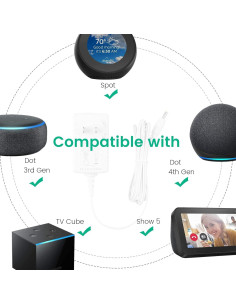 Cable de Alimentación 15W para Echo Dot 5ta Gen y Más 2