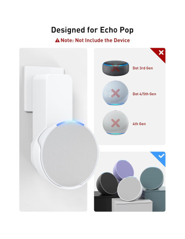 Soporte de Pared Maxonar para Echo Pop - Blanco, Sin Taladros