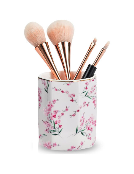 Soporte para Lápices LEAZUL Cerámica Floral Rosa 10 cm Soporte para Lápices LEAZUL Cerámica Floral Rosa 10 cm