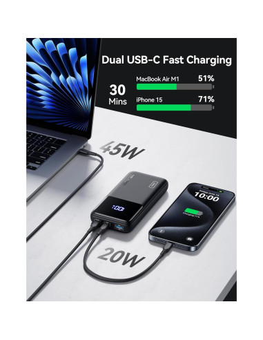 Banco de Energía INIU 20000mAh 65W Carga Rápida USB-C