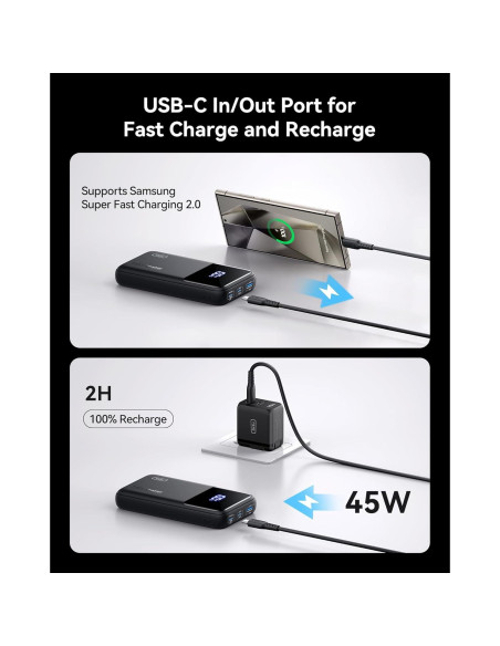 Banco de Energía INIU 20000mAh 65W Carga Rápida USB-C Banco de Energía INIU 20000mAh 65W Carga Rápida USB-C