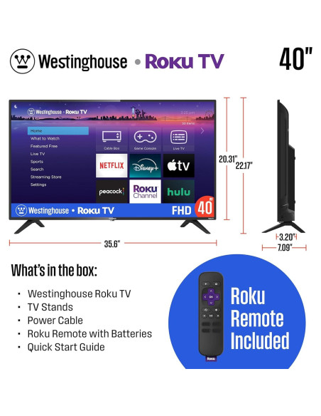 Televisor Westinghouse 40" Roku Full HD 1080P Wi-Fi Televisor Westinghouse 40" Roku Full HD 1080P Wi-Fi