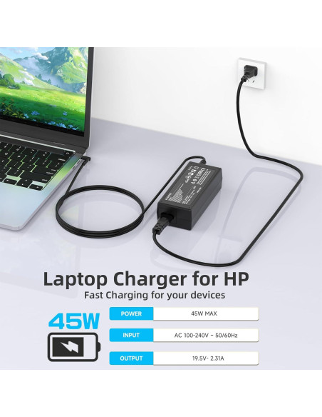 Cargador de Laptop 45W ROLADA 19.5V Punta Azul 4.5mm Cargador de Laptop 45W ROLADA 19.5V Punta Azul 4.5mm
