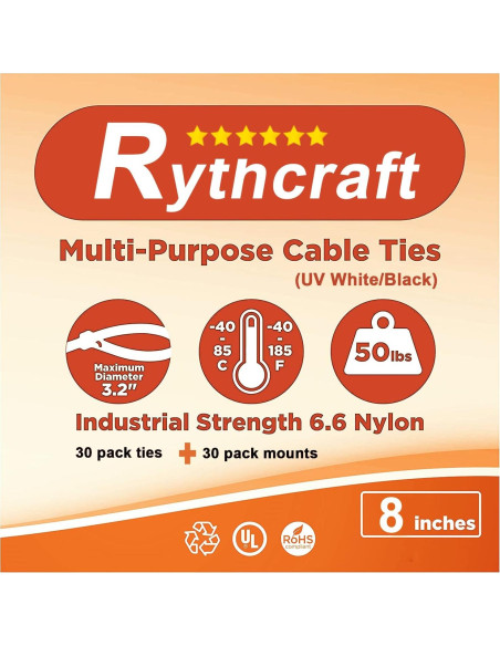 30 Montajes Adhesivos para Bridas Rythcraft 2" Nylon Blanco 30 Montajes Adhesivos para Bridas Rythcraft 2" Nylon Blanco