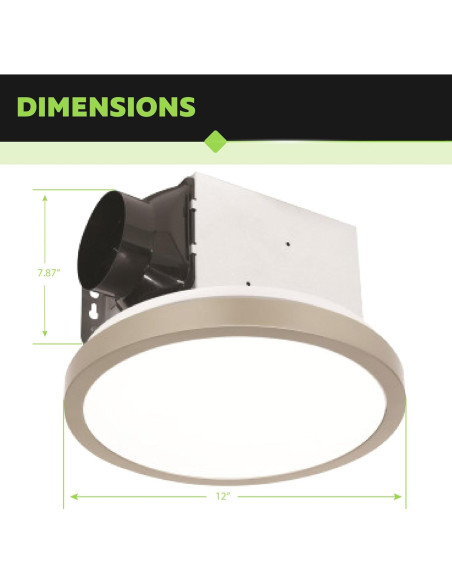 Ventilador de Baño Homewerks 7105-09-BN con Luz LED 90 CFM Ventilador de Baño Homewerks 7105-09-BN con Luz LED 90 CFM
