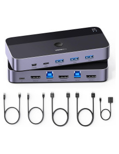 UGREEN Interruptor KVM HDMI 4K 2 PCs 1 Monitor USB 3.0