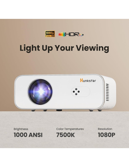 Mini Proyector HUNKSTAR 4K Wifi 6 Bluetooth 5.2 1000 ANSI Mini Proyector HUNKSTAR 4K Wifi 6 Bluetooth 5.2 1000 ANSI