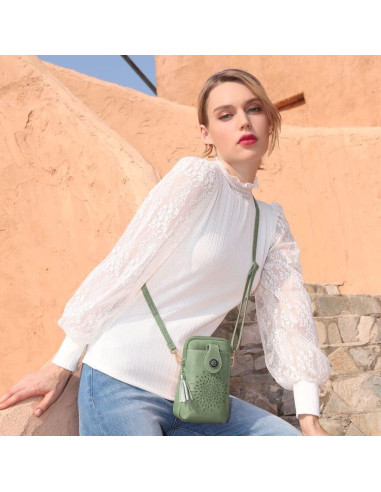 Bolso Cruzado APHISON para Mujeres con Borlas y 3 Bolsillos