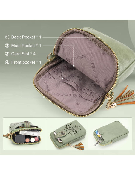 Bolso Cruzado APHISON para Mujeres con Borlas y 3 Bolsillos Bolso Cruzado APHISON para Mujeres con Borlas y 3 Bolsillos
