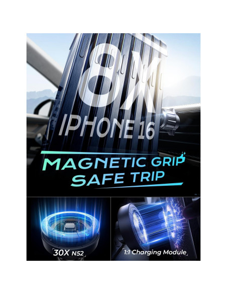 Soporte de Coche Inalámbrico MagSafe LISEN para iPhone 16 Soporte de Coche Inalámbrico MagSafe LISEN para iPhone 16