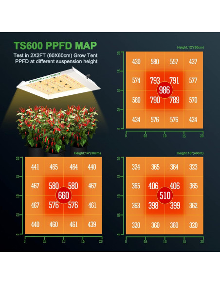Luz de Cultivo LED MARS HYDRO TS600 100W Espectro Completo Luz de Cultivo LED MARS HYDRO TS600 100W Espectro Completo
