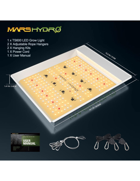 Luz de Cultivo LED MARS HYDRO TS600 100W Espectro Completo Luz de Cultivo LED MARS HYDRO TS600 100W Espectro Completo