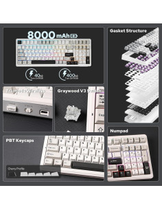 Teclado Mecánico EPOMAKER F99 Inalámbrico 96% Bluetooth USB-C 2