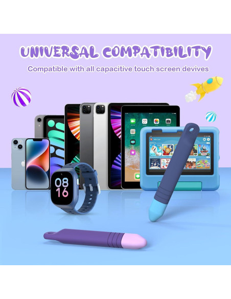 Lápices Stylus Niños Mixoo Antideslizantes 2 Pzs Azul+Morado Lápices Stylus Niños Mixoo Antideslizantes 2 Pzs Azul+Morado