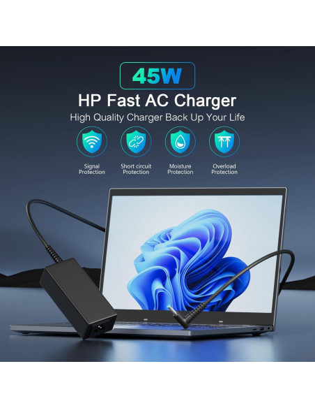 Cargador de Laptop HP 45W Adaptador CA Compatible Cargador de Laptop HP 45W Adaptador CA Compatible