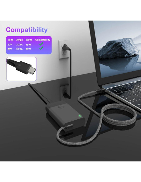 Cargador USB Tipo C 65W para Laptop HP Spectre Envy Cargador USB Tipo C 65W para Laptop HP Spectre Envy