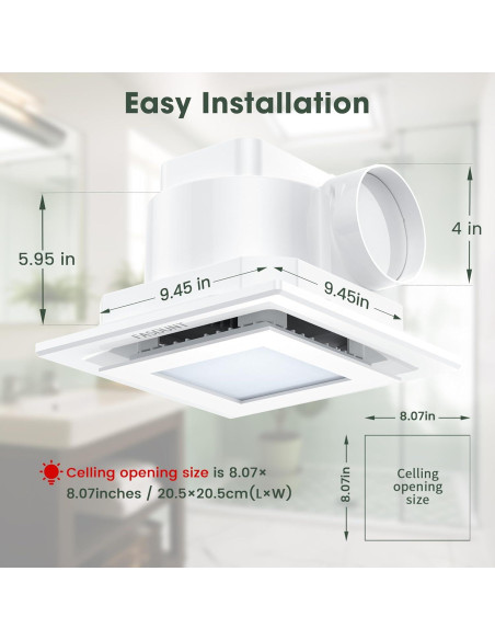 Ventilador Extractor de Baño FASDUNT con Luz LED 12W Ventilador Extractor de Baño FASDUNT con Luz LED 12W