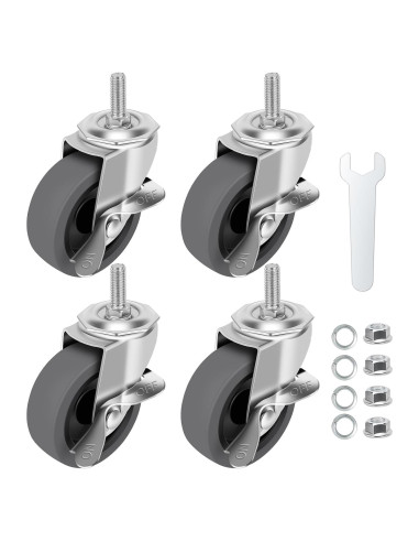 Ruedas Giratorias WH 3" con Freno Set de 4 Sin Ruido