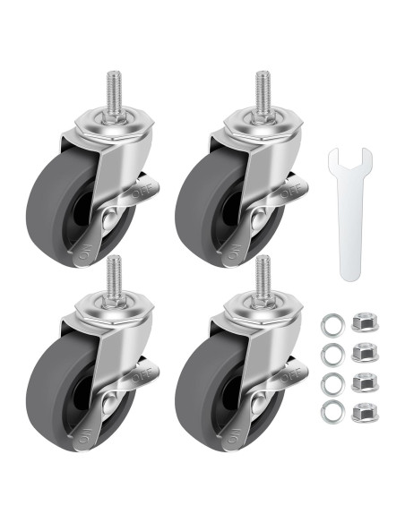 Ruedas Giratorias WH 3" con Freno Set de 4 Sin Ruido Ruedas Giratorias WH 3" con Freno Set de 4 Sin Ruido