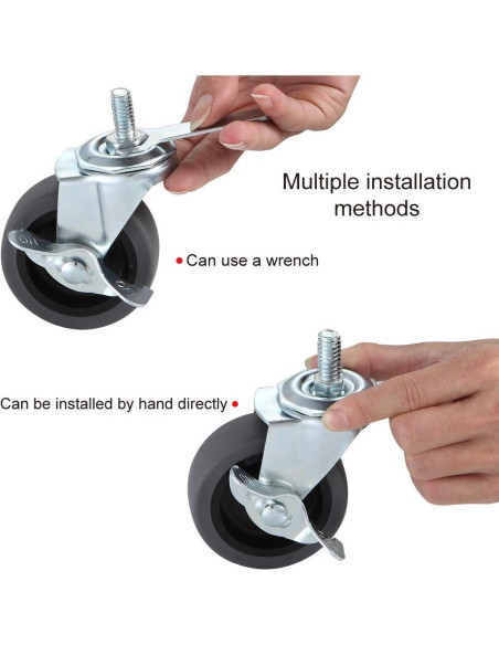 Ruedas Giratorias WH 3" con Freno Set de 4 Sin Ruido Ruedas Giratorias WH 3" con Freno Set de 4 Sin Ruido