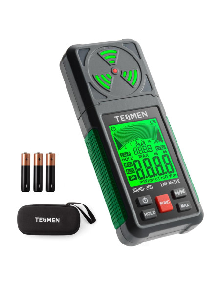 Medidor EMF TESMEN Hound-200 3-en-1 Verde para RF, EF, MF Medidor EMF TESMEN Hound-200 3-en-1 Verde para RF, EF, MF